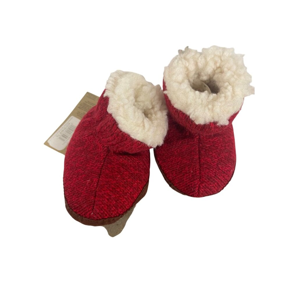 Acorn Kids Easy Bootie Red Ragg Wool Slippers Size  0-6 Months Baby Crib Shoes